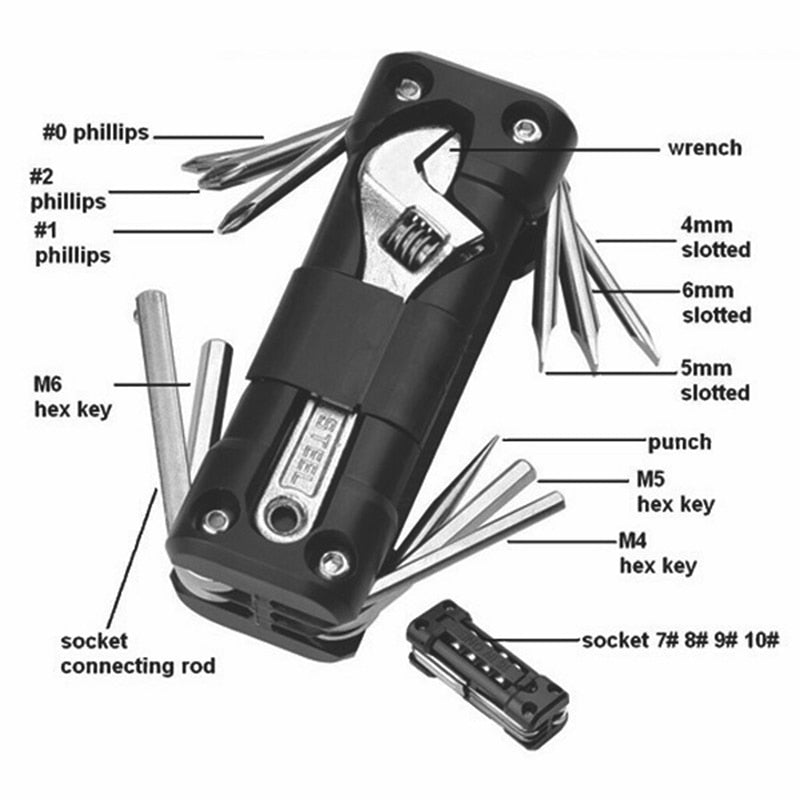 Multifunction Tool Kits Multitool Tire Repair Tool Set with Screwdriver Chain MTB Road Cycling Bike Accessories