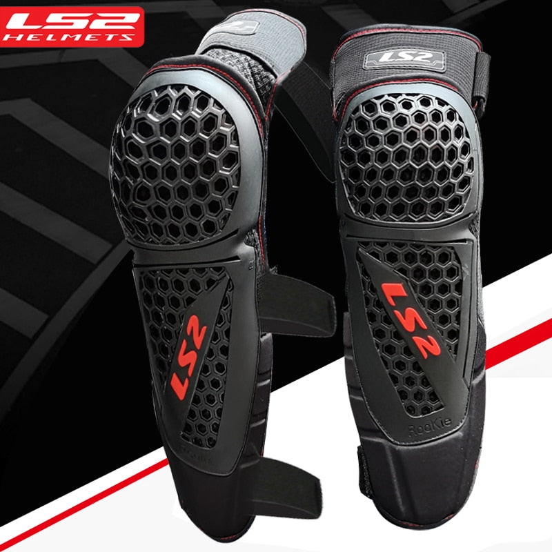 LS2 Rodilleras Motocross  Joelheira Articulada Motociclista Cotoveleira Motorcycle Knee Protector Pads Protective ROOKIE